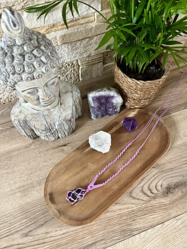 Ametiszt makramé nyaklánc